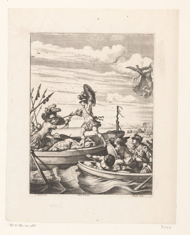 Melinte fights against Eurymedon, captain of the pirates, Abraham Bosse, 1639 Canvas Print