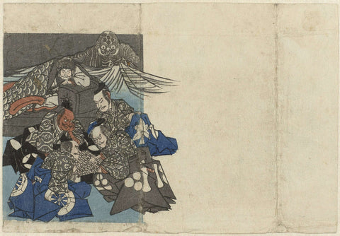 Raikô and his lords around a gô sign, anonymous, 1800 - 1899 Canvas Print