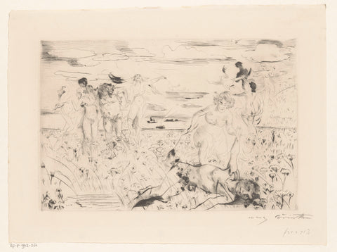 Exuberant bacchantes in a field, Lovis Corinth, 1914 Canvas Print