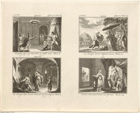 Four performances from classical history, Simon Fokke, 1722 - 1784 Canvas Print