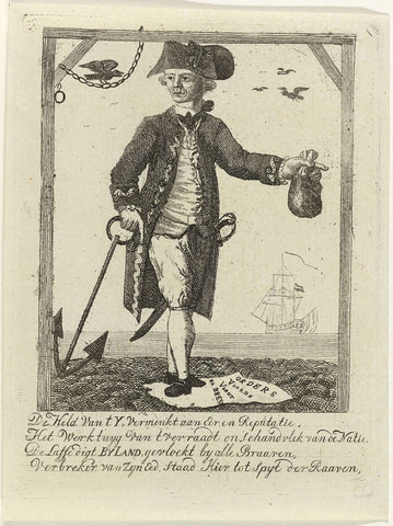 Cartoon on admiral of Bylandt, 1782, anonymous, 1782 Canvas Print