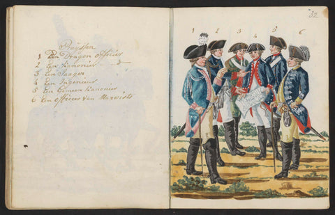 Six Prussian soldiers, S.G. Casten, 1795 - 1796 Canvas Print