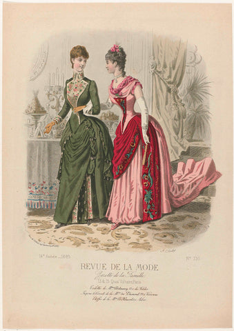 Revue de la Mode, Gazette de la Famille, dimanche 27 décembre 1885, 14e Année, No. 730: Toilettes de Mme Delannoy (...), A. Chaillot, 1885 Canvas Print