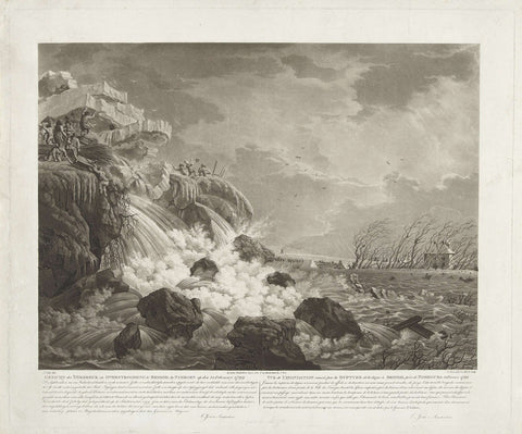 Dike breach at Bemmel, 1799, Christiaan Josi, 1802 Canvas Print