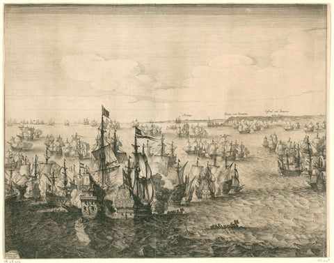 Battle of Duins (left plate), 1639, Salomon Savery, 1640 Canvas Print