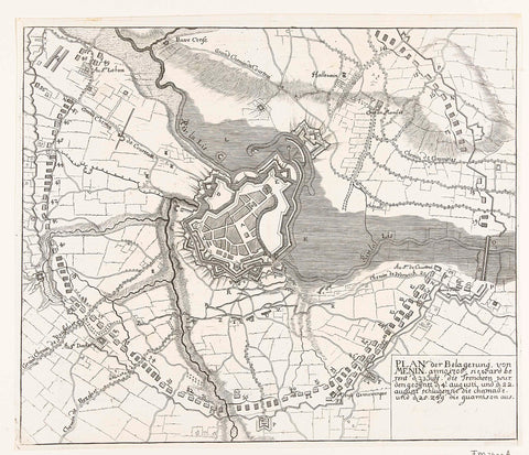 Map of the Siege of Menen, 1706, anonymous, 1706 Canvas Print