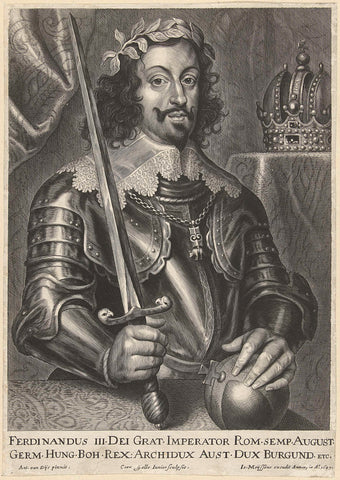 Portrait of Emperor Ferdinand III, Cornelis Galle (II), 1649 Canvas Print