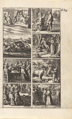 Story with depictions of murder and death penalty (F. 815.), Abraham Dircksz. Santvoort, 1667 Canvas Print