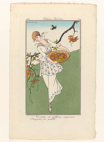 Journal des Dames et des Modes, Costumes Parisiens, 1914, No. 179 : Toilettes de taffetas (...), George Barbier, 1914 Canvas Print