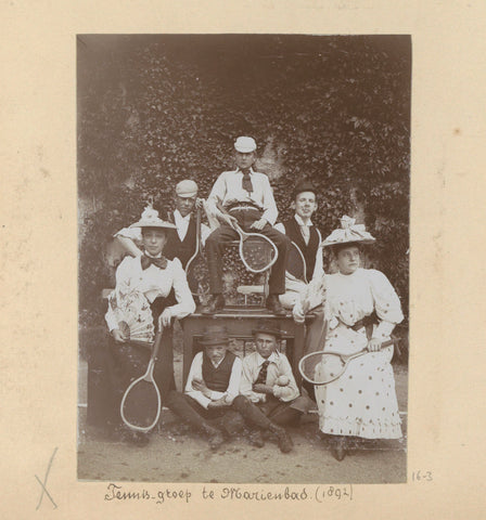 Tennis group in Marienbad, Hendrik Herman van den Berg, 1892 Canvas Print