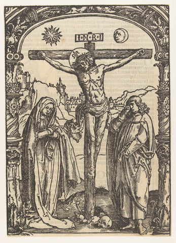 Christ on the cross, Luke of Leyden (attributed to), 1517 Canvas Print