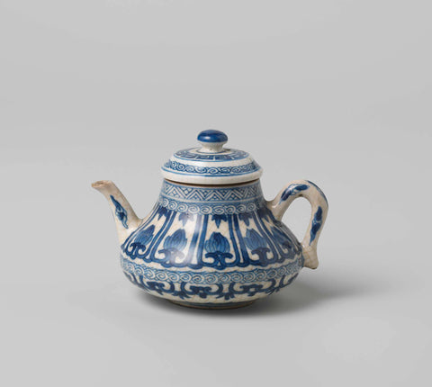 Miniature teapot with stylized lotus scrolls, ruyi-motif and ornamental borders, anonymous, c. 1700 - c. 1724 Canvas Print