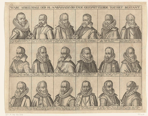 Portraits of the eighteen participants in the peace negotiations, 1608, anonymous, 1614 - 1616 Canvas Print