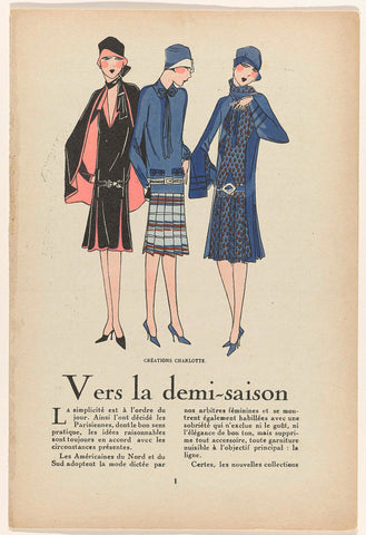 Très Parisien, 1927 : CRÈATIONS CHARLOTTE / Vers la demi-saison (...), anonymous, 1927 Canvas Print