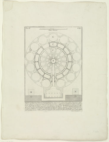 Map of the Mausoleum of Augustus in Rome, Giovanni Battista Piranesi, c. 1756 - c. 1757 Canvas Print