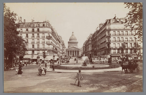 Rue Soufflot en Panthéon te Parijs, X phot., c. 1870 - c. 1890 Canvas Print