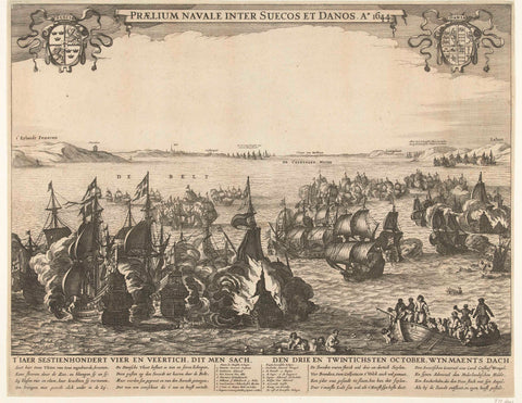 Naval battle between the Swedish and Danish fleets in the Belt, 1644, Pieter Hendricksz. Schut, 1644 Canvas Print