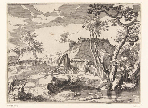 Landscape with farms on country road, Boëtius Adamsz. Bolswert, 1612 - 1664 Canvas Print