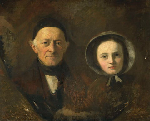 Portrait of Johann Joseph Hermann, the Artist's Father-in-Law, with his Grandchild Ida Schwartze, the Artist's oldest Daughter, Johann Georg Schwartze, 1844 - 1857 Canvas Print