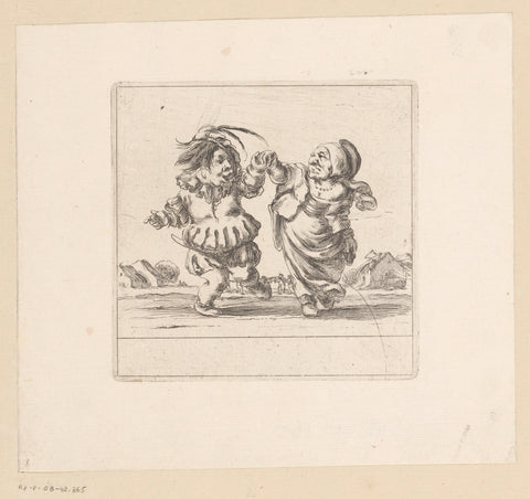 Caricature of a Dancing Couple, François Collignon, 1620 - 1687 Canvas Print