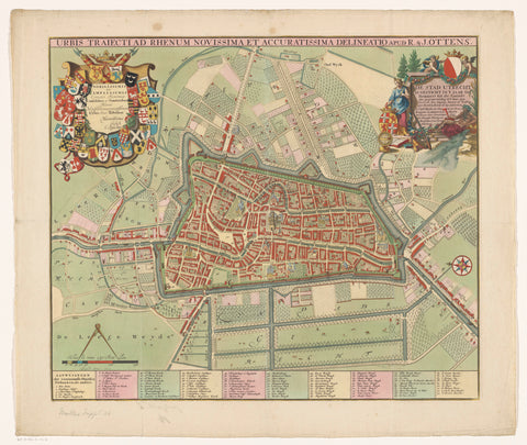 Map of the city of Utrecht, Jan van Vianen, 1726 - 1750 Canvas Print