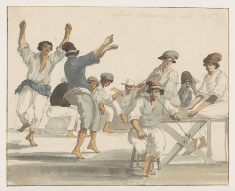 Dancing Maltese sailors, Louis Ducros, 1778 Canvas Print