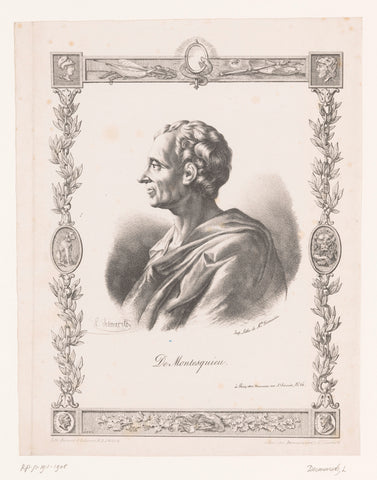 Portrait of Charles de Montesquieu, L. Desmarets, 1826 - 1829 Canvas Print