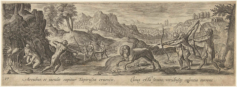 Jacht op een tapir, Philips Galle (attributed to workshop of), 1582 - 1633 Canvas Print