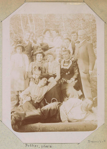 Group portrait of a company in a forest, probably in France, Peltier, c. 1890 - c. 1900 Canvas Print