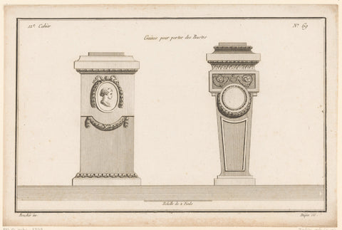 Two pedestal with medallions, Nicolas Dupin, 1772 - 1779 Canvas Print