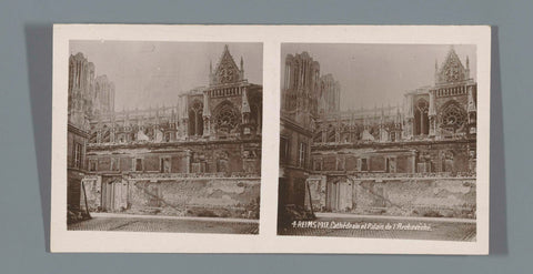 Ruins of the Cathedral of Reims and the Palace of Tau, anonymous, 1917 Canvas Print