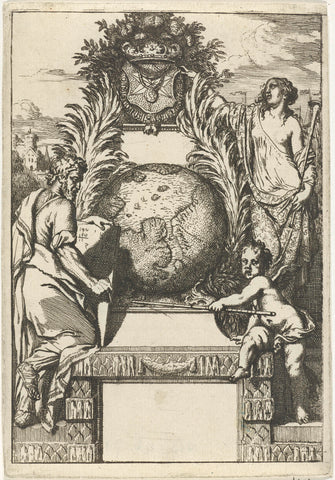 Globe flanked by allegorical figures, Gerard de Lairesse, 1670 Canvas Print