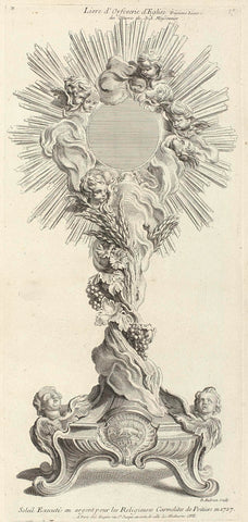 Design for a monstrance, Benoît Audran (II), Juste Aurèle Meissonnier, 1738 - 1749 Canvas Print