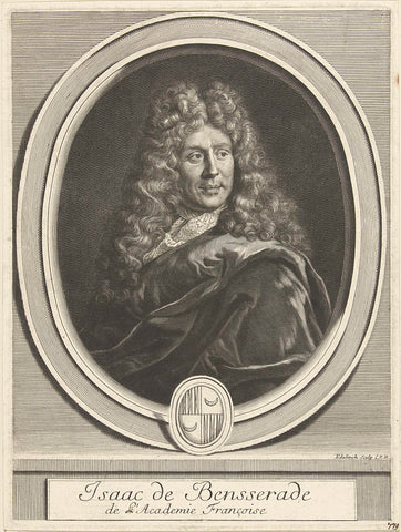 Portrait of Isaac de Benserade, Gerard Edelinck, 1666-1707 Canvas Print