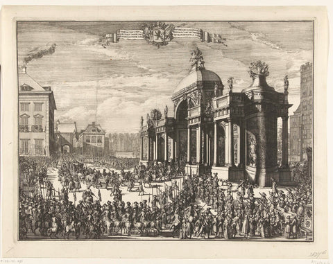 Entry of William III through the triumphal arch at the Buitenhof, 1691, Romeyn de Hooghe, 1691 Canvas Print