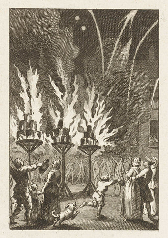 Vuurwerk te Den Haag voor de Vrede van Aken, 1749, Reinier Vinkeles (I) (attributed to), 1780 - 1795 Canvas Print