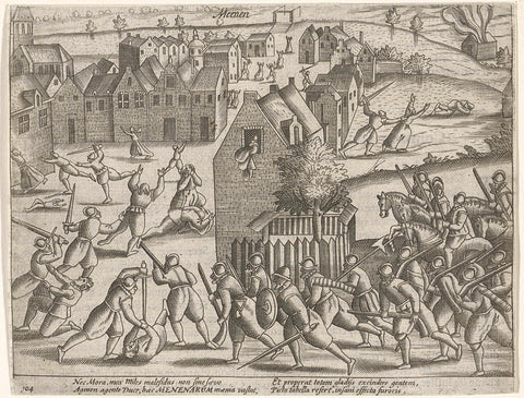 Menen conquered by the Malcontenten, 1578, anonymous, 1613 - 1615 Canvas Print