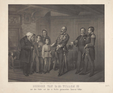 King William III visits the father of general Köhler, who died in Aceh, 1873, anonymous, 1873 Canvas Print