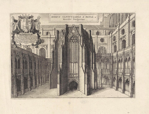 Chapter house of Saint Paul's Cathedral in London, Wenceslaus Hollar, 1658 Canvas Print