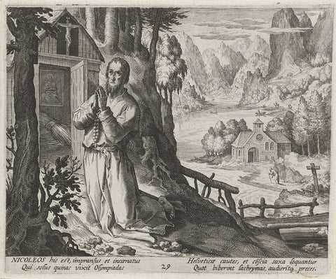 Saint Nicholas of Flüe as a hermit, Johann Sadeler (I), 1594 Canvas Print