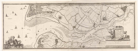 Map of the Meuse from Rotterdam to the North Sea, Joost van Geel, 1666 - 1698 Canvas Print