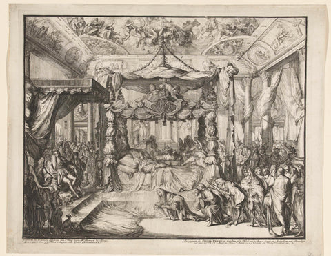 Queen Maria II Stuart on her deathbed, 1695, Romeyn de Hooghe, 1695 Canvas Print