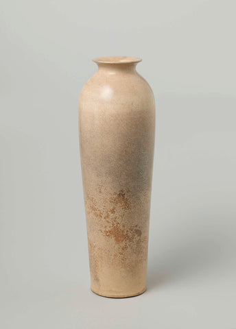 Tall vase with a crackled cream-colored glaze, anonymous, c. 1700 - c. 1799 Canvas Print