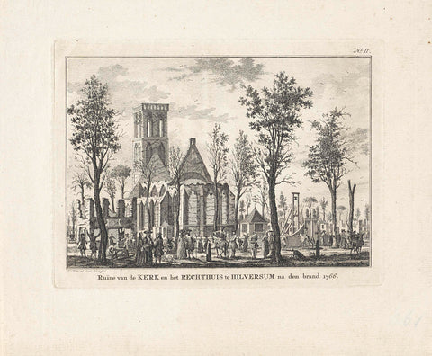 Church and Law House in Hilversum after the fire of 1766, Willem Writs, 1766 Canvas Print