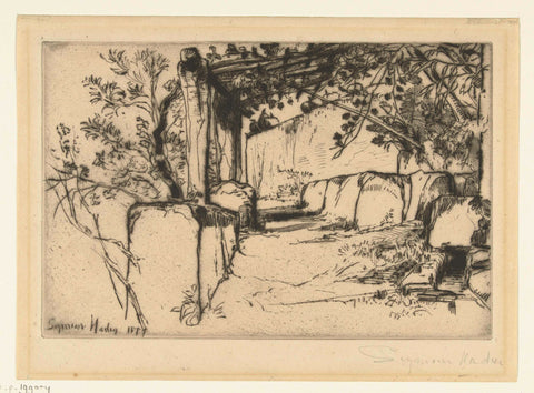 Terrace with Vines in Sintra, Francis Seymour-Haden (Sir), 1877 Canvas Print