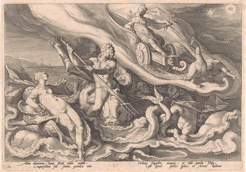 Juno complains to Thetis and Oceanus, Hendrick Goltzius (workshop or), 1590 Canvas Print