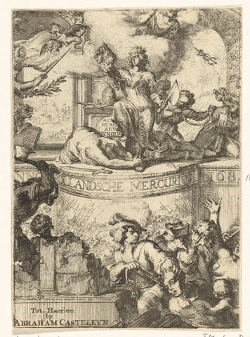 Title page for the Hollandsche Mercurius about the year 168(5?), Romeyn de Hooghe (attributed to), 1686 - 1688 Canvas Print