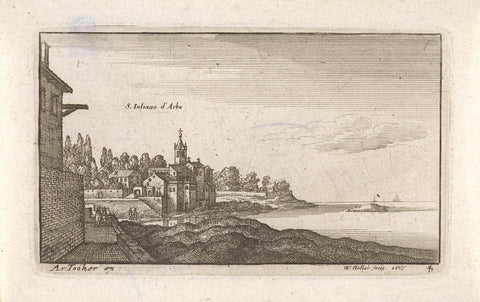 Sea view at St. Juliano d'Arba, Wenceslaus Hollar, 1666 Canvas Print