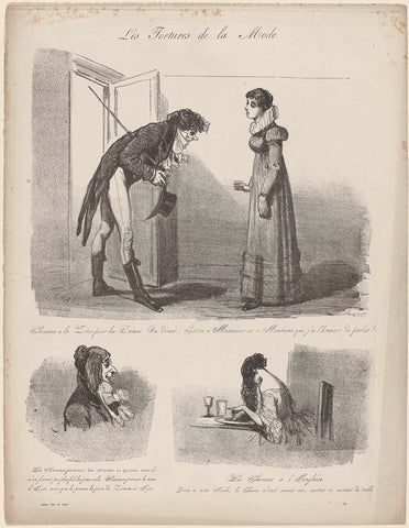 Les Tortures de la Mode, ca. 1848, No. 19 : Cheveux à la Titus (...), Cham, c. 1848 Canvas Print