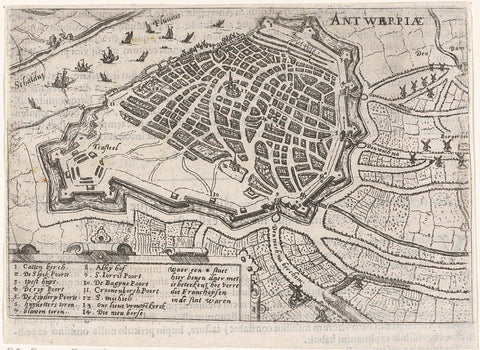 Siege and capture of Antwerp in 1584/1585: plan of the city and surroundings, anonymous, 1613 - 1615 Canvas Print